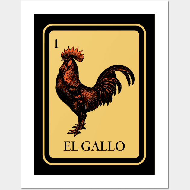 Mexican El Gallo lottery traditional rooster Bingo Card game Wall Art by FunnyphskStore